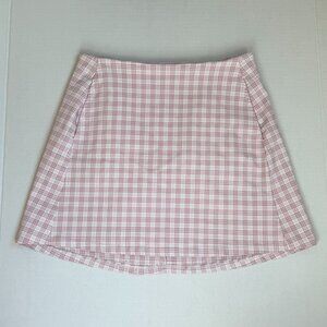 Altar'd State Pink Gingham Mini Skirt – Plaid A-Line High Waist Skirt